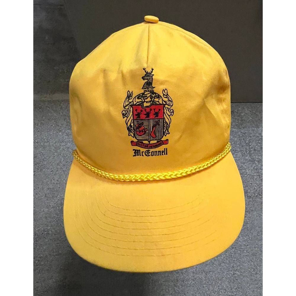 Vintage Winner McConnell Family Crest Snapback Hat Yellow Rope Trucker Cap OSFM